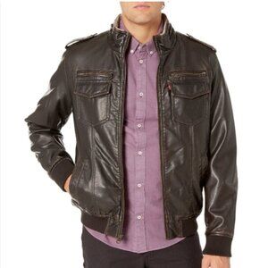 Levi’s Faux Leather Sherpa Bomber Jacket | Brown | Men’s S | NWT